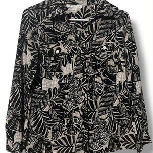 Studio Works Monochrome Leaf Pattern Top